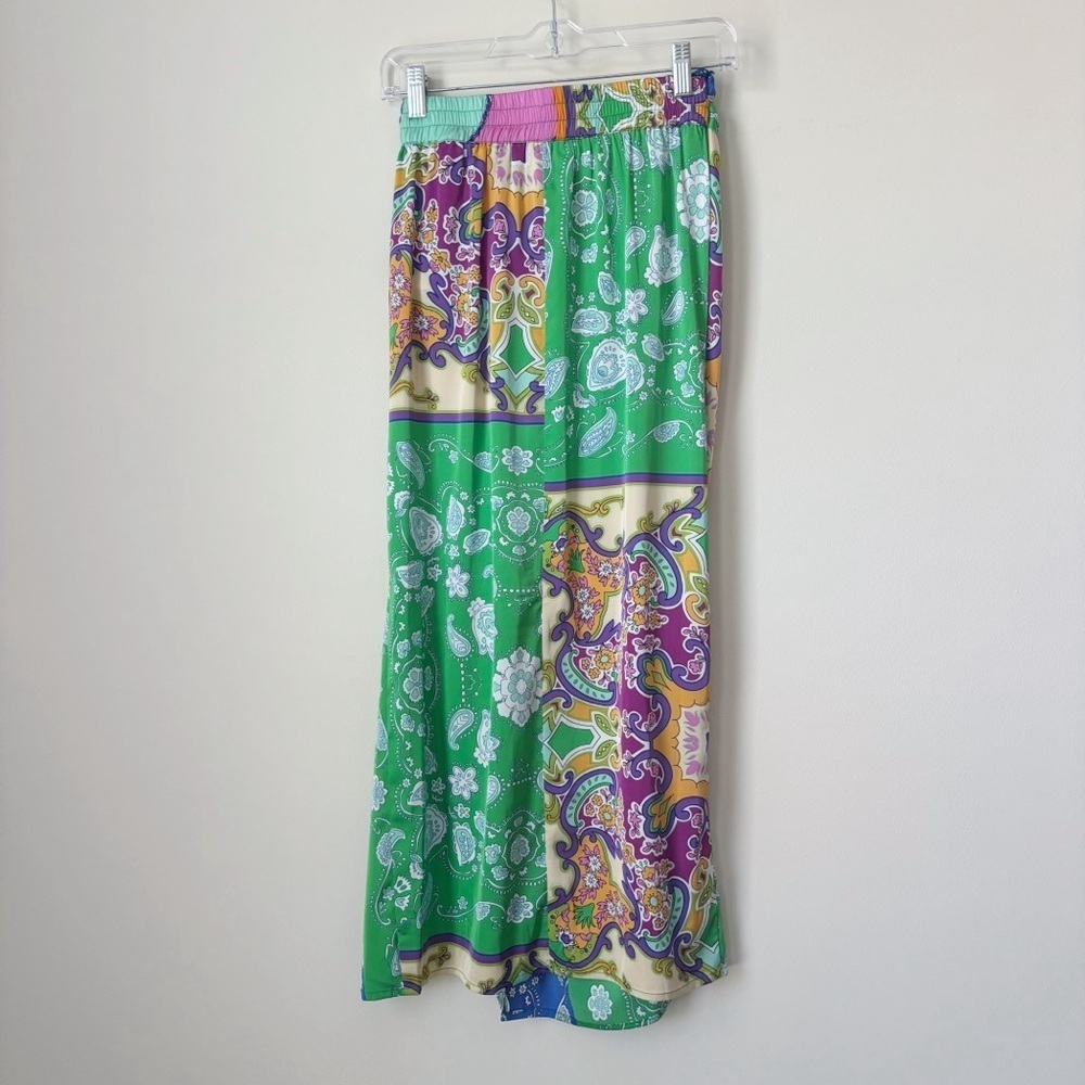 Bailey 44 Bold Mixed Patchwork Satin Midi Skirt XS Summer Resortwear - Picture 5 of 9
